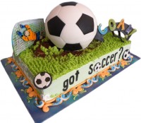 Торт в виде футбольного поля с мячом и воротами в Санкт-Петербурге