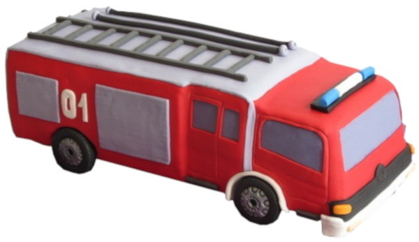 Торт красная пожарная машина из мастики