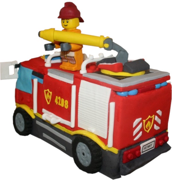 Торт пожарная машина Лего