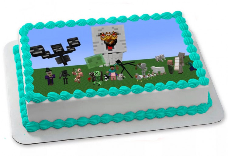 Торт с изображением Майнкрафт