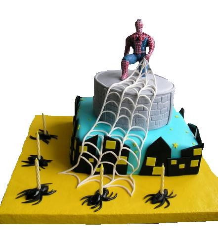 Торт человек паук из мастики