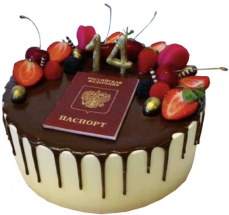 Торт паспорт с фруктами