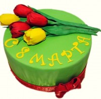 Торт на 8 марта с тюльпанами в Санкт-Петербурге