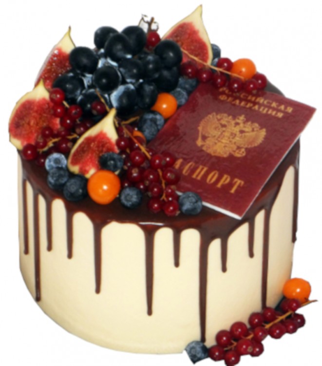 Торт с паспортом и ягодами