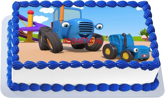 Торт синий трактор с животными